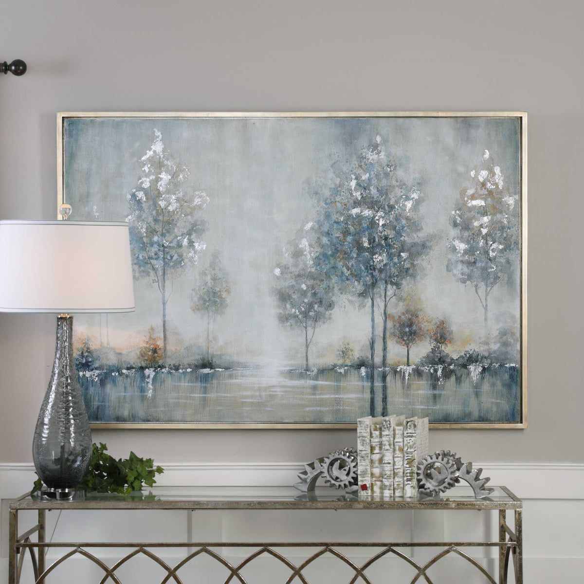 Walk In The Meadow Landscape Art - Light Gray / Blue by Uttermost - View 2