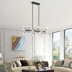 Nodus Crystal Rectangular 18 Lights Chandelier // Black  | Finesse - Home Elegance USA