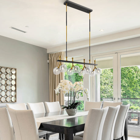 Sonder Rectangular Gold and Black Chandelier  | Finesse