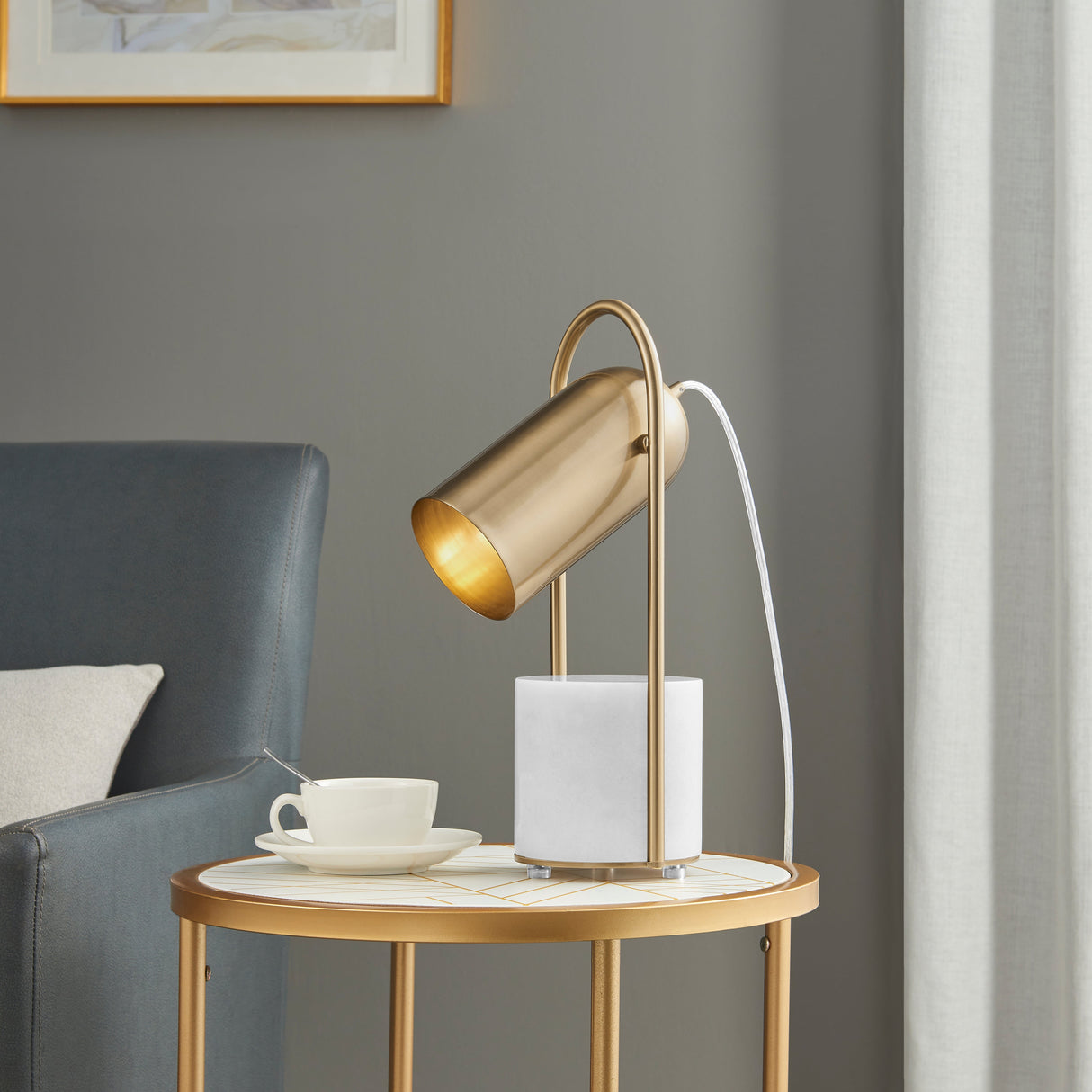 Chrysalism Gold and Marble Table Lamp  | Finesse - Home Elegance USA
