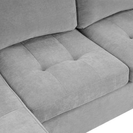 Modern U-shaped Sectional Sofa 115.7' Corner Living Room Couch with Built-in Cup Holders, Storage, USB Ports in Light Grey Chenille Fabric - sold by Home Elegance USA