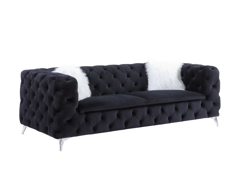 Acme - Phifina Sofa W/2 Pillows 55920 Black Velvet