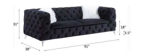 Acme - Phifina Sofa W/2 Pillows 55920 Black Velvet