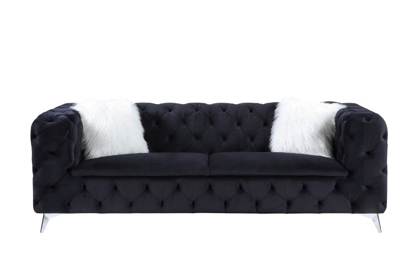 Acme - Phifina Sofa W/2 Pillows 55920 Black Velvet