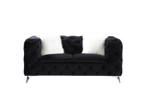 Acme - Phifina Loveseat W/2 Pillows 55921 Black Velvet