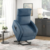 Contemporary Power Lift Chair Recliner 1pc Blue Plush Corduroy Upholstery Comfort Side Pocket Plywood Living Room Furniture
