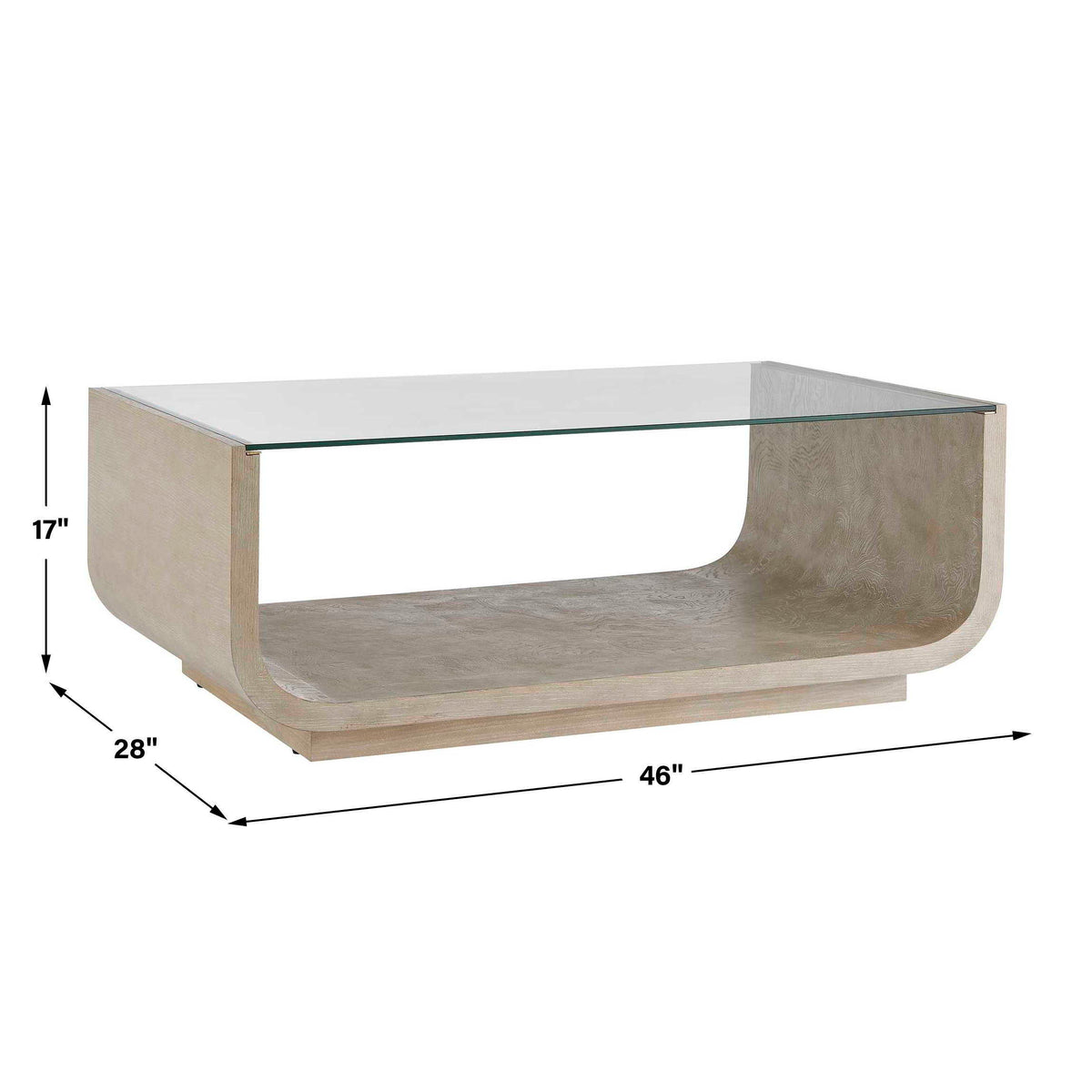 Maeva Modern Glass Coffee Table Woodtone - Gray by Uttermost - View 3
