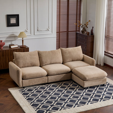 99 in. 4-Piece L Shaped Modular Free Combination Sectional Velvet Sofa Couch with Ottoman, Nomad - sold by Home Elegance USA