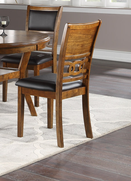 Contemporary Dining 5pc Set Round Table w 4x Side Chairs Walnut Finish Rubberwood Unique Design - sold by Home Elegance USA