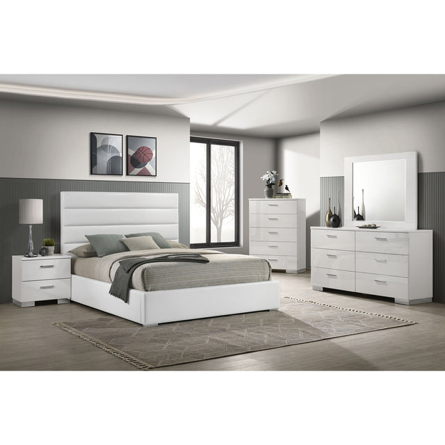 Dulcey White High Gloss 5-piece Eastern King Bedroom Set