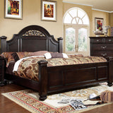 Eastern King Size Bed 1pc Contemporary Style Dark Walnut Bedroom Furniture Formal Floral Design in Headboard