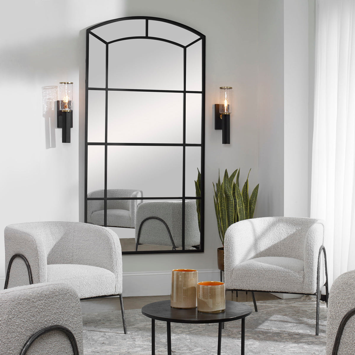 Camber Oversized Arch Mirror - Black by Uttermost - View 4