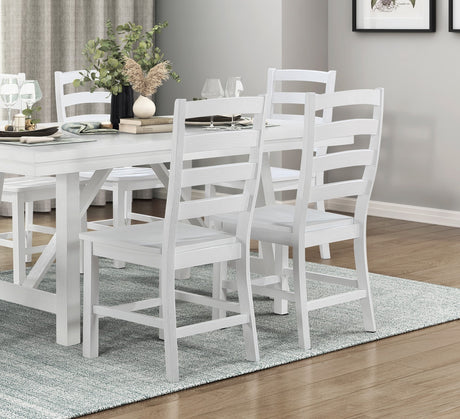 Modern Contemporary White Finish 5pc Set Dining Table and 4 Side Chairs Set Wooden Kitchen Dining Furniture Casual Style - sold by Home Elegance USA