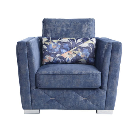 Acme - Emilia Chair W/Pillow 56027 Two Tone Blue Fabric