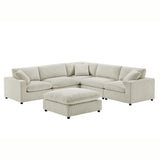 Chelsea Modular 6-Piece Sectional in Beige with Plush Polyester Upholstery