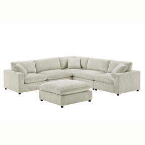 Chelsea Modular 6-Piece Sectional in Beige with Plush Polyester Upholstery - sold by Home Elegance USA