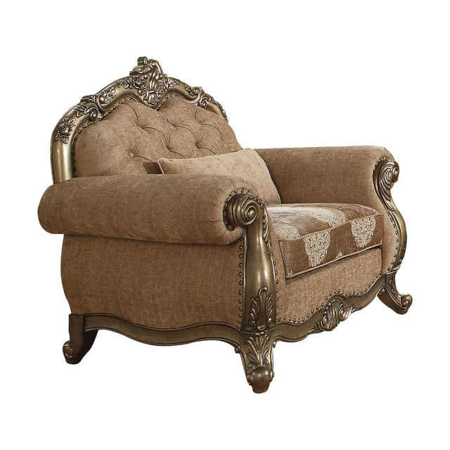 Acme - Ragenardus Chair W/Pillow 56032 Fabric & Vintage Oak Finish