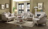 Acme - Chelmsford Sofa W/5 Pillows 56050 Beige Fabric & Antique Taupe Finish