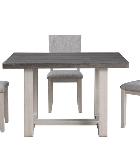 Transitional Style 5pc Dining Set Gray Upholstered Fabric Chairs Dining Table Trestle Base Table 4x Side Chairs Dining Room - sold by Home Elegance USA