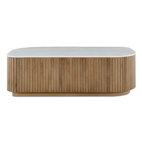Arik Marble Top Coffee Table White / Woodtone - Light Brown / White by Uttermost - View 1