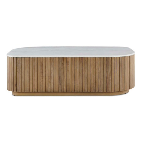 Arik Marble Top Coffee Table White / Woodtone - Light Brown / White by Uttermost - View 1