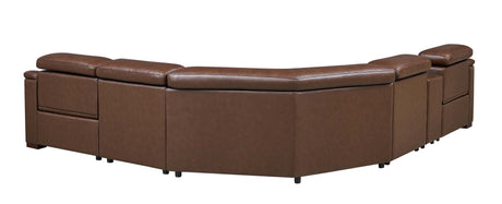 Leather Match Modular Sectional with Recliner Seat and Adjustable Headrest and Storage Console with Cup Holders - sold by Home Elegance USA