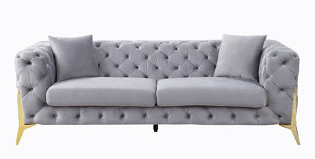 Acme - Jelanea Sofa W/2 Pillows (Same As Lv01406) 56115 Gray Velvet & Gold Finish