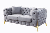 Acme - Jelanea Loveseat W/2 Pillows (Same As Lv01407) 56116 Gray Velvet & Gold Finish