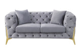 Acme - Jelanea Loveseat W/2 Pillows (Same As Lv01407) 56116 Gray Velvet & Gold Finish