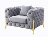 Acme - Jelanea Chair W/Pillow (Same As Lv01408) 56117 Gray Velvet & Gold Finish