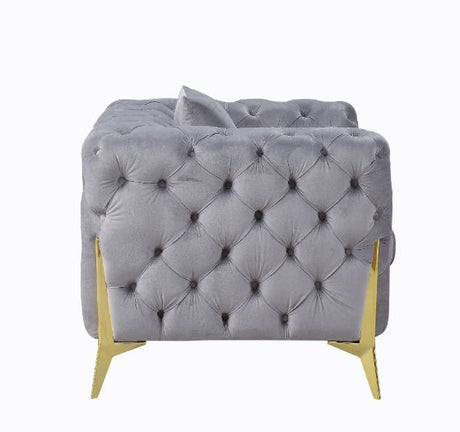 Acme - Jelanea Chair W/Pillow (Same As Lv01408) 56117 Gray Velvet & Gold Finish