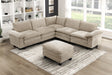 Modern Contemporary 6-Piece Modular Sectional with Ottoman Plush Comfort Taupe Chenille Upholstery Living Room Furniture Durable Plywood