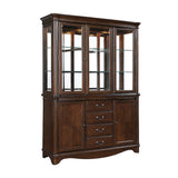 Wooden display cabinet with glass doors on a white background