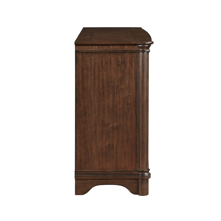 Wooden side table on a white background