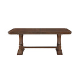 Wooden table with a dark brown finish on a white background