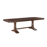 Wooden dining table on a white background