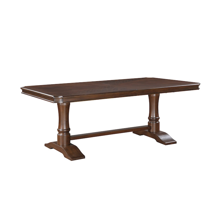 Wooden dining table on a white background