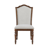 Chair with wooden frame and upholstered seat on a white background