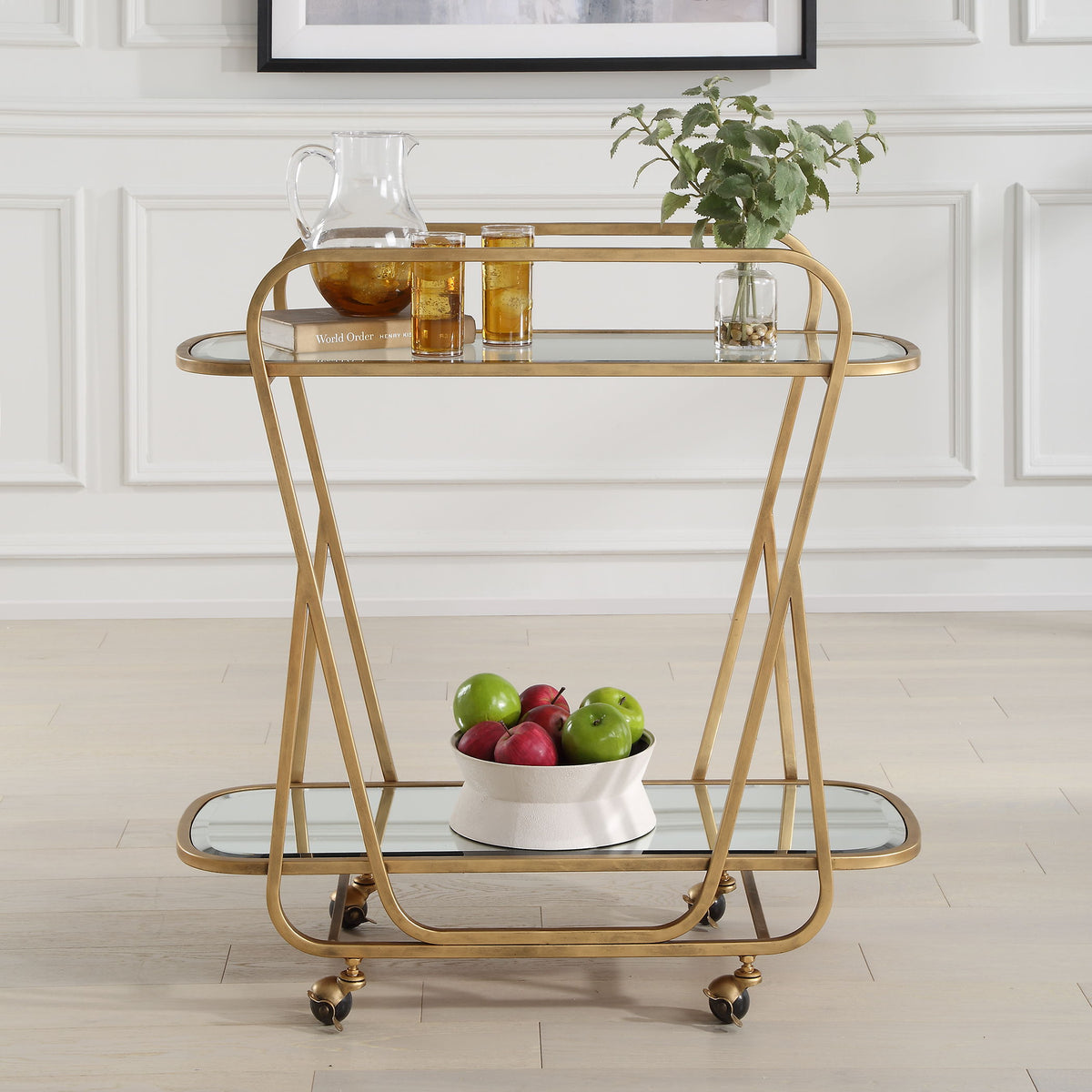 Swain Brass Serving Cart - Bronze by Uttermost - View 2