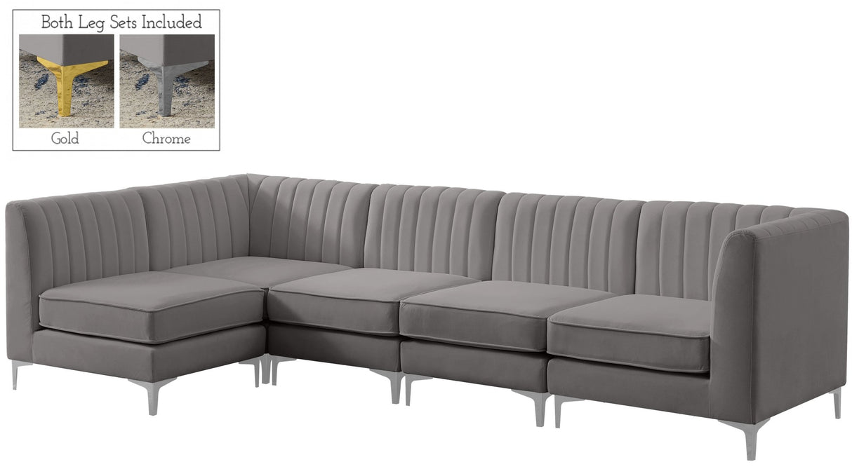 Alina - Modular Sectional 5 Piece - Grey - Fabric - 604Grey - Sec5B - Home Elegance USA - 5