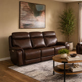 Walker Power Reclining Sofa With Console, Power Headrest & Lumbar - Dark Brown | Flexsteel