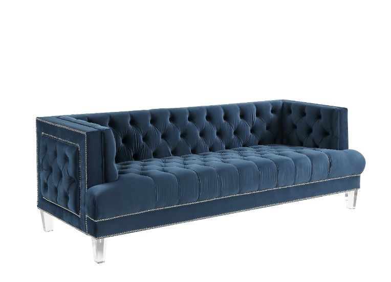 Ansario Sofa 56455 Blue Velvet | Acme | Home Elegance USA