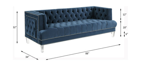 Ansario Sofa 56455 Blue Velvet | Acme - 56455 - Home Elegance USA - 5