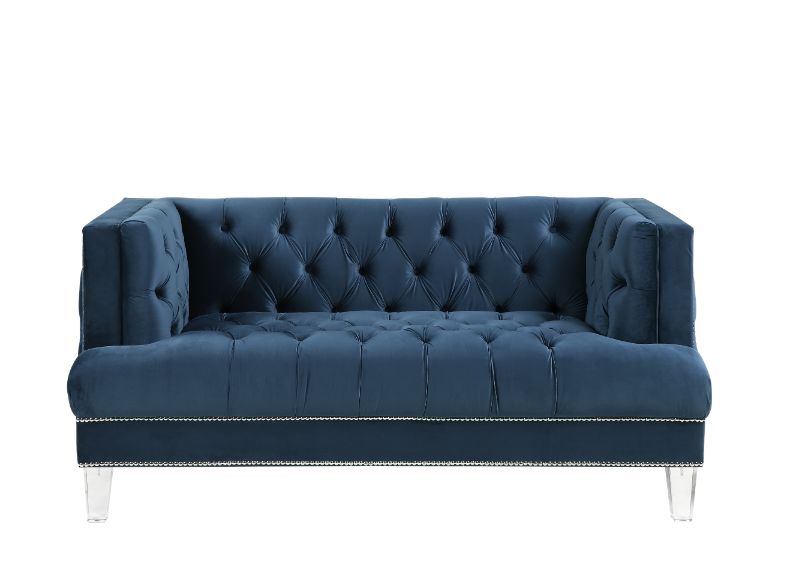 Ansario Loveseat 56456 Blue Velvet | Acme | Home Elegance USA