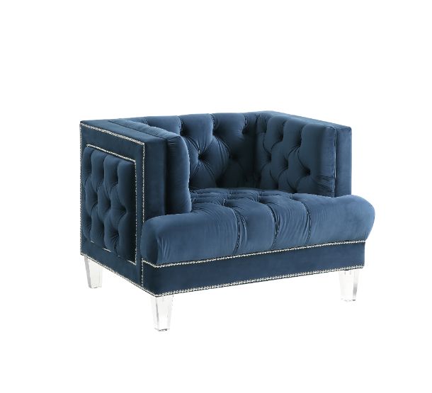 Ansario Chair 56457 Blue Velvet | Acme - 56457 - Home Elegance USA - 1