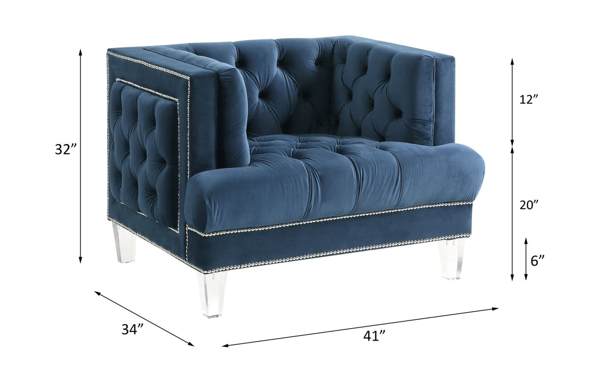 Ansario Chair 56457 Blue Velvet | Acme - 56457 - Home Elegance USA - 5