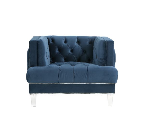 Ansario Chair 56457 Blue Velvet | Acme - 56457 - Home Elegance USA - 4