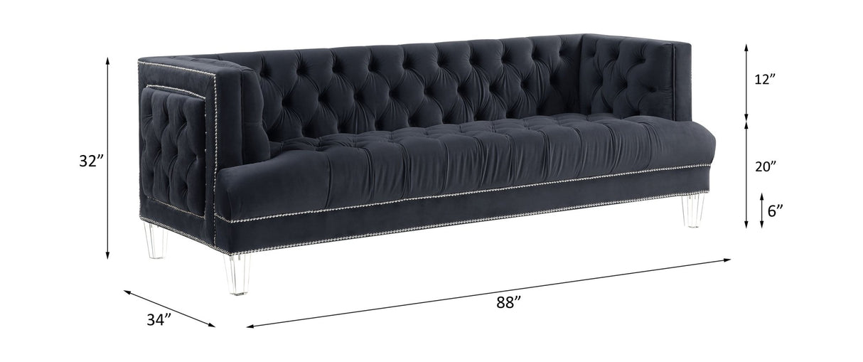 Ansario Sofa 56460 Charcoal Velvet | Acme - 56460 - Home Elegance USA - 5