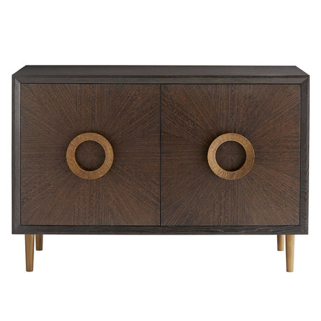 Arteriors Normandy Cabinet in Sable Brown Oak & Eucalyptus with Brass