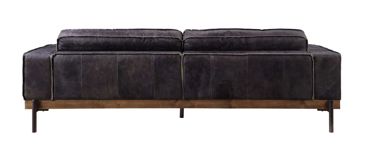 Acme - Silchester Sofa 56505 Antique Ebony Top Grain Leather